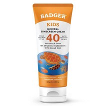 Badger SPF 40 아동용 클리어 스포츠 자외선 차단 크림 얼굴과 몸용 산화아연 함유 광범위한 스펙트럼 및 방수 암초 안전 차단제 천연 미네랄 85.8ml3온스 2팩 USA, 2.9 Fl Oz (Pack of 1)