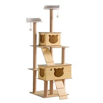 고양이 원목 캣타워 이케아 먼치킨 캣타워 투명해먹 캣폴 뚱냥이 선반 4단 5단 추천 DIY, 단일사이즈, E