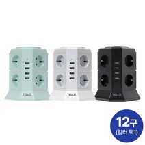[KT알파쇼핑]텔로 USB 타워 멀티탭 12구(단품), 블랙