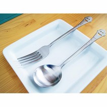 귀여운표정 파스타용 스텐 스푼 포크 예쁜티스푼 이쁜티스푼, 1개