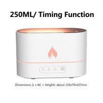 미니가습기 회사용가습기 C2 Dropshipping 화염 가습기 아로마 디퓨저 초음파 쿨 안개 제조기 Led 에센셜 오일 불꽃 램프, [01] White A 250ml