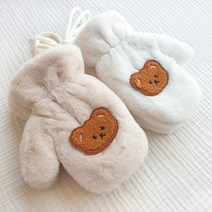 슬로우베베 에이씨 뽀글 곰돌이 벙어리장갑 2컬러 유아동 손모아 부드럽고 따뜻한 털장갑 곰 캐릭터 겨울준비