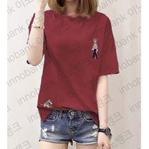 이노뱅크 여성 PIERROT 삐에로 자수 스판 반팔티셔츠 반팔 티셔츠