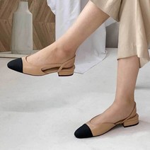 데일리 여성 투톤 슬링백 3컬러 펌프스 수제화 플랫 둥근코 봄구두 슈즈 구두 가죽 가을 웨딩 뾰족코 화이