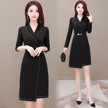 브이넥 긴팔 원피스 직업 셋업 겨울 가을 빅사이즈 미시옷코디 작은 키 뚱뚱한 점프슈트 페이크 3692779048