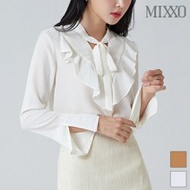 미쏘 브이 러플 리본 블라우스 MIWBL9936A