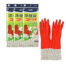 주방 크린랩 기모 고무장갑 3켤레 긴고무장갑
