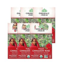 오가닉인디아 툴시 시나몬 로즈 32.4g 18티백 India Tulsi Tea Cinnamon Rose, 6팩