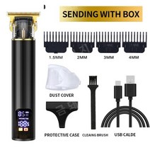T9 USB 충전식 헤어 트리머 이발기 LCD 면도기, A3