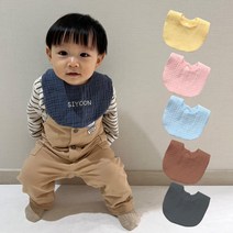 수피아코코 마카롱 6중 거즈면 아기 이름 자수 턱받이, 플라워, 자수O, 차콜