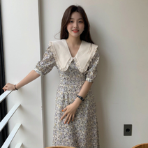 빅카라 꽃무늬 여름 반팔 원피스 롱원피스 사랑스러운 하객패션