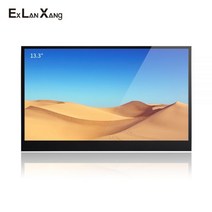 포터블 모니터 휴대용 LCD 화면 13.3 인치 1920x1080 IPS FHD HDMI USB 입력 얇은 게임용 선물, Black_EU 플러그