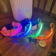 우디클랜 LED 이름 각인 목걸이, 뼈다귀, 오렌지