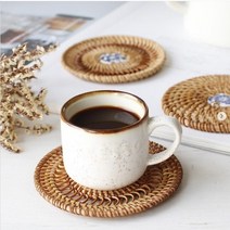 9종 핸드메이드 라탄 컵 코스터 우드 받침대 나무 티코스터 찻잔 받침 플랫화이트 잔받침 아이스커피 홀더 무 카페 코스터 깨닥 깔개 매트, 05. 세라믹 짜임
