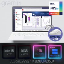 LG 2022 그램14(12세대) 14ZD90Q-GX56K [이벤트 한컴오피스 증정], WIN11 Pro, 16GB, 1TB, 코어i5, 화이트