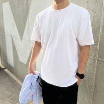 남녀공용 20수 오버핏반팔티 레이어드 무지 면티