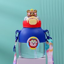 캐릭터 컵 뚜껑 멜빵 물병 빨대컵 플라스틱 물컵 컵, 푸른 색, 550마라