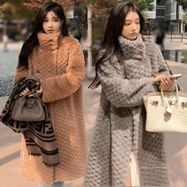 예쁜 더블버튼 뽀글이점퍼 롱 트렌치코트 롱아우터 겨울 플리스 양털자켓
