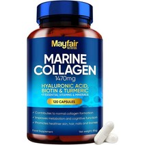 Mayfair Nutrition 마린 콜라겐 콤플렉스 | 프리미엄 캡슐 120개 | 마린 콜라겐 1형 | 모발 피부 손톱을 위한 히알루론산과 비타민 C 및 E, 1개