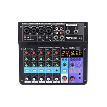개인 스튜디오 TEYUN A6 오디오 믹서 6 채널 USB 블루투스, 220v