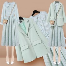 가은무역 TZ082911 봄가을 여성 정장세트 투피스 긴팔자켓+원피스 롱원피스 슬림핏 빅사이즈