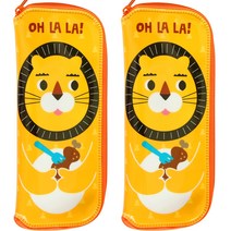 와이드형 수저케이스 1+1, 노랑_라이언수저케이스 1+1