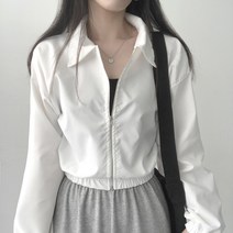 리리의감각 여성 크롭 카라 바람막이 바스락 집업 점퍼