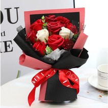 [ 장미 카네이션 꽃다발 ] 아르띠콜로 장미 비누꽃다발 10대 20대 30대 여자 생일선물 미니 조화 꽃다발 산소 조화 꽃다발 기념일 100일 선물 졸업 선물, 레드 벨벳