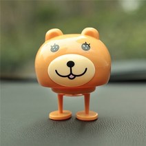 그네타는오리 석고방향제 자동차 룸미러걸이 스윙덕 차량 귀여운 장식 끄덕임 곰 장식품 대시 보드 흔들리는 머리 고양이 인형 춤 장난감 액세서리 선물, 노란 곰