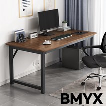 BMYX 컴퓨터책상 사무용책상 철제책상 테이블, 블랙 우드
