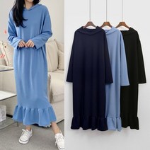 긴팔 가을 봄 후드 밑단 프릴 후레아 빅사이즈 원피스 루즈핏 오버핏 박스핏 원피스 후드 원피스 꾸안꾸 데일리 롱 홈웨어 원피스 루즈핏 빅 원피스