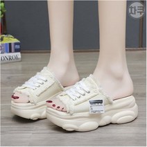 푹신한 바닥 발편한 여성 통굽 사무실 키높이 7cm 굽 3가지 색상 슬리퍼