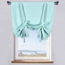 DONREN 퓨어 화이트 풍선 쉐이드 룸 다크닝 커튼 - 조절 가능한 단열 타이 업 커튼 패널 욕실용(너비 106.7cm(42인치) x 길이 160cm(63인치) 패널 1개)