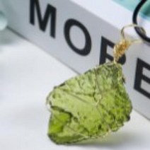 운석 METEORITE 수집 광물 천연 원시 몰다비테 펜던트 체코 목걸이 골드 톤 와이어 랩 불규칙한 크리스탈 인증 100 진짜, 8.silver chain  912G