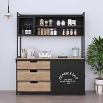 회사 홈카페 탕비실 수납장 캐비닛 선반 카페 팬트리, 화이트 선반 포함 120x40x175cm