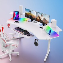 아우스 위너렉스 JET LED 카본 프리미엄 게이밍책상 컴퓨터책상, 화이트-프리미엄(다기능 트레이)