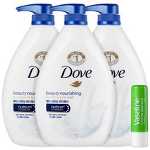 도브 뷰티너리싱 바디워시 1000ml 3개+ 바세린 립밤, 뷰티너리싱 3개
