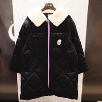 [신디키즈]#귀여운 둥근카라와 자연스럽게 들어가 적당한 부피감으로 부해보이지 않는 스타일리쉬한 사선 포인트인 퀼팅점퍼!! @퀼팅카라 롱 덕다운 경량점퍼 CIJD22N04@NC서면점