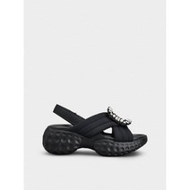 로저비비에 여성 샌들 슬리퍼 Roger Vivier Viv Run Light Strass Buckle Sandals in Fabric RVW66733560DX2B999