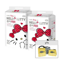 헬로키티 퓨어러브 4겹 30롤 2팩 화장지 + 보온보냉백, 1세트