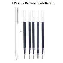 원래 샤오미 펜 쓰기 부드러운 빛 Mijia 붙이는 코어 교체 리필 블루 레드 블랙 0.5mm 비즈니스 롤러 볼펜, 1pen 5black refills