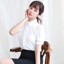 더웨이나인 여자 여름 블라우스 여성 반팔 퍼프 소매 남방 셔츠 쉬폰