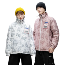 Grafong쇼트 화이트 오리털 패딩 코트 방풍 보온