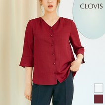 클라비스 V넥 진주단추 블라우스 CVBW93804M