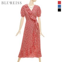 블루레이스 블루레이스 플라워나염V넥랩스타일원피스_B2M1OP3371