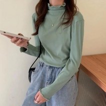 티셔츠 여성 겨울 봄 하프 터틀넥 반폴라 부드러운 가벼운 신축성좋은 편안한 따뜻한