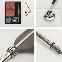 깃털 만년필+노트 세트 그레이 선물만년필 입문용만년필추천