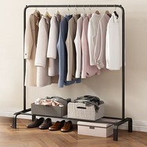 심플 튼튼한 브릿지 철제 스탠드 조립식 옷걸이 미니 행거 드레스룸 안방 옷방, 블랙