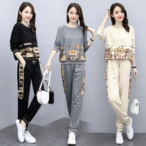 S~5XL 여성용 맨투맨 조거팬츠 상하세트 트레이닝 운동복 캐주얼 투피스 봄가을 빅사이즈