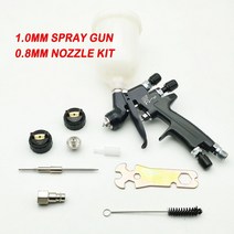 페인트 스프레이건 2021 SRI PRO 스프레이 건 1.2mm 노즐 400CC PPS 탱크 에어 건 페인트 믹싱 컵 및 어댑, 08 Black1.0 and 0.8 KIT